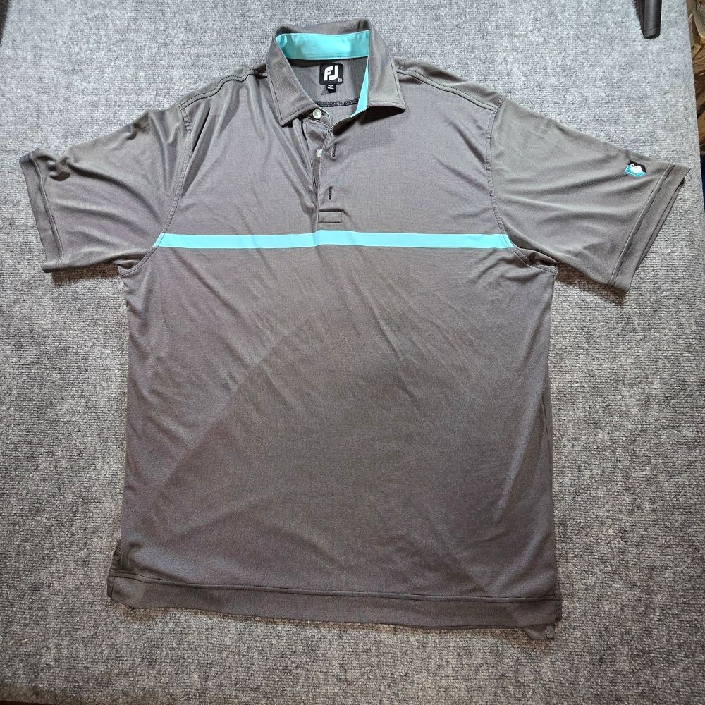 FootJoy Charcoal Aqua Golf Polo Shirt Mens XL Swan Logo